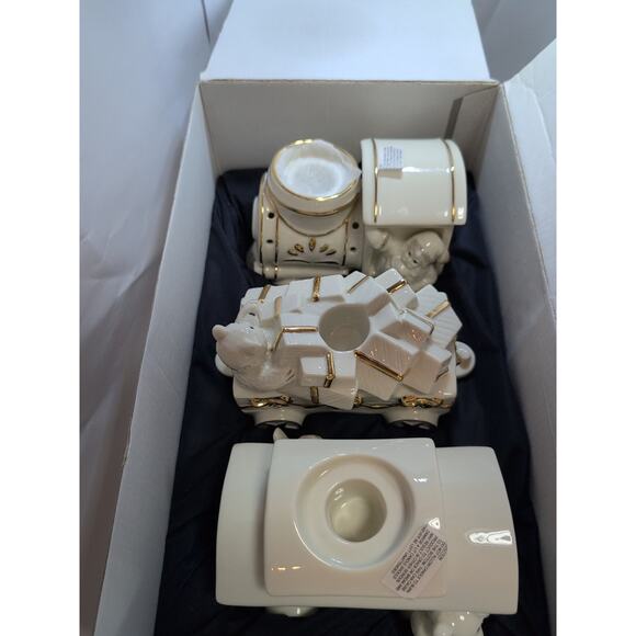 VTG Mikasa Porcelain Christmas Train Holiday Elegance Votive Holder 3 Pc IOB - Picture 1 of 16